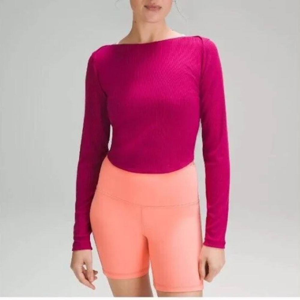 Lululemon Ribbed Modal Silk Twist-Back Yoga Top Size 14- New ( Bone colour)